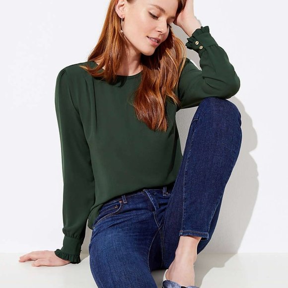 LOFT Tops - LOFT | Pleated Shoulder Blouse
